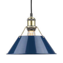 Golden 3306-M AB-NVY - Yep by Golden Lighting Orwell 1-light 10in Pendant in Aged Brass and Navy Blue shade